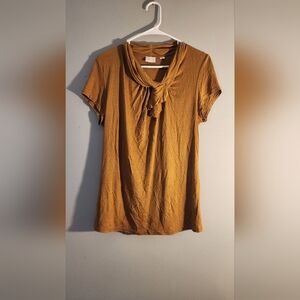 Tie Front Blouse with Short Sleeves